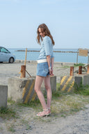 STITCH POINT DENIM SHORTS IN BLUE image 20