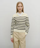W STRIPE POLO KNIT IN IVORY image 11