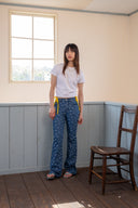 FLOWER PATTERN FLARE DENIM PANTS IN BLUE image 18