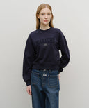 W RAW EDGE APPLIQUE LOGO CROP SWEATSHIRT IN NAVY image 11