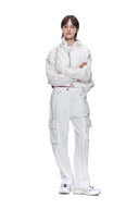 MATIN CROP HOODY COATING JUMPER IN IVORY image 8