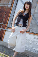 LAYERED BUTTON HALTER NECK TOP IN BLACK image 10