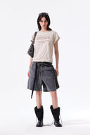 LETTERING GRAFFITI CREASE TOP IN BEIGE image 19