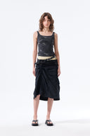 NYLON SHIRRING MIDI SKIRT IN BLACK image 9