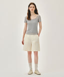 W SMALL CLASSIC LOGO SLEEVELESS LAYERED TEE IN LIGHT GRAY