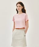 W SILVER LETTERING CROP TEE IN PINK image 11