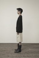 CASHMERE BLENDED ROUND KNIT CARDIGAN IN BLACK image 7