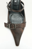 BELTED STILETTO MULE IN BROWN image 3