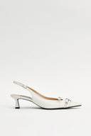 BUCKLE STILETTO SLING BACK HEELS IN IVORY image 1