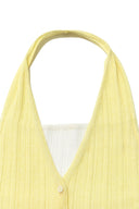 LAYERED BUTTON HALTER NECK TOP IN LIGHT YELLOW image 15