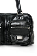 DOUBLE POCKET BRICK SHOULDER BAG IN BLACK image 10