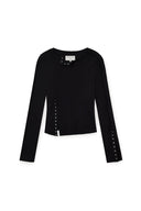 SNAP DETAIL SLIM TOP IN BLACK image 11