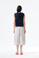 BACK LOGO JERSEY HOOD VEST IN NAVY image 20