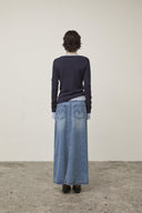 DAMAGE POINT LONG DENIM SKIRT IN BLUE image 17