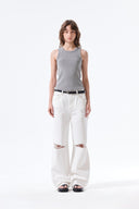 DESTROYED COLOR DYEING DENIM PANTS IN WHITE image 17