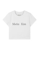 MATIN KIM LOGO CROP TOP IN WHITE image 1