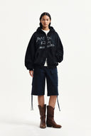 VINTAGE WASHED GRAFFITI HOODY ZIP UP IN BLACK image 8