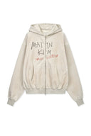 VINTAGE WASHED GRAFFITI HOODY ZIP UP IN BEIGE image 1
