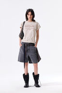 LETTERING GRAFFITI CREASE TOP IN BEIGE image 18
