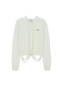 STRING DETAIL KNIT CARDIGAN IN CREAM image 12