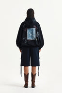 VINTAGE WASHED GRAFFITI HOODY ZIP UP IN BLACK image 7