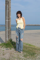 LAYERED BUTTON HALTER NECK TOP IN LIGHT YELLOW image 19
