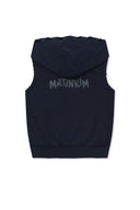 BACK LOGO JERSEY HOOD VEST IN NAVY image 2