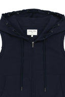 BACK LOGO JERSEY HOOD VEST IN NAVY image 15