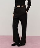 W LACE POINT BOOTS CUT SWEAT PANTS IN BLACK image 1