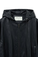 FAUX LEATHER HOODY CROP JUMPER IN BLACK image 4