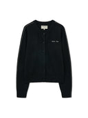CASHMERE BLENDED ROUND KNIT CARDIGAN IN BLACK image 12