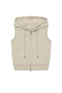 BACK LOGO JERSEY HOOD VEST IN BEIGE image 11
