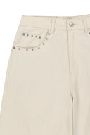 STUD POINT COLOR DENIM PANTS IN CREAM image 3