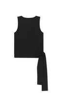 HEM TIE DETAIL SLEEVELESS TOP IN BLACK image 2