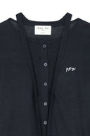 STRING DETAIL KNIT CARDIGAN IN DARK NAVY image 3