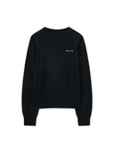 CASHMERE BLENDED ROUND KNIT PULLOVER IN BLACK image 1
