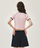 W AEROCOOL SMALL CLASSIC LOGO SLIM RINGER TEE IN PINK