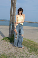 LAYERED BUTTON HALTER NECK TOP IN LIGHT YELLOW image 11