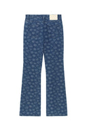 FLOWER PATTERN FLARE DENIM PANTS IN BLUE image 13