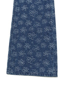 FLOWER PATTERN FLARE DENIM PANTS IN BLUE image 16