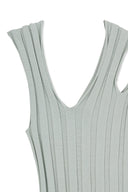 CUT OUT SLEEVELESS KNIT TOP IN LIGHT GRAY image 3