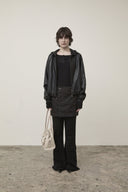 FAUX LEATHER HOODY CROP JUMPER IN BLACK image 12