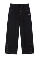 BUTTON POINT STRING WIDE PANTS IN BLACK image 1