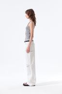 DESTROYED COLOR DYEING DENIM PANTS IN WHITE image 18