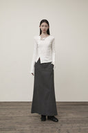 SNAP DETAIL SLIM TOP IN IVORY image 20