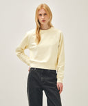 W LACE DETAIL CROP SWEATSHIRT IN IVORY image 12