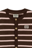 BABY CLASSIC LOGO STRIPE KNIT CARDIGAN IN BROWN