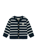 BABY CLASSIC LOGO STRIPE KNIT CARDIGAN IN NAVY