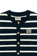 BABY CLASSIC LOGO STRIPE KNIT CARDIGAN IN NAVY