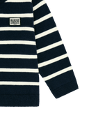 BABY CLASSIC LOGO STRIPE KNIT CARDIGAN IN NAVY